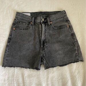 GAP Black/Charcoal High-Waist Denim Shorts